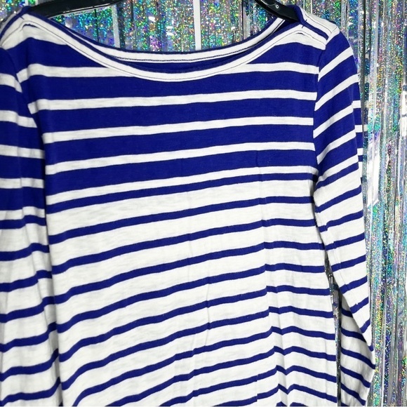 J Crew Artist T Blue White Stripe Boatneck Blouse XS - Picture 4 of 5